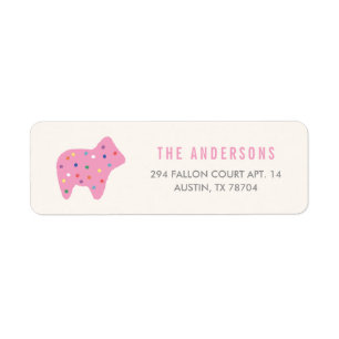 Animal Cookie Birthday Address Label - Magenta
