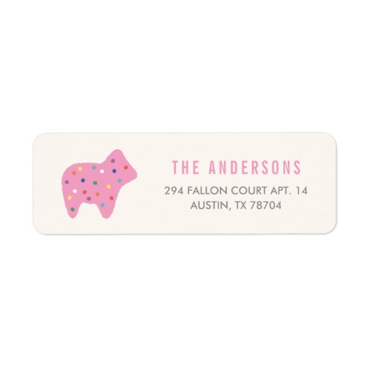 Animal Cookie Birthday Address Label - Magenta (Voorkant)
