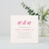 Animal Cookie Birthday Party Invitation - Magenta Kaart (Staand voorkant)