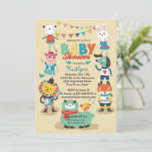 Animal Cuties vieren Baby shower-uitnodiging Kaart (Staand voorkant)