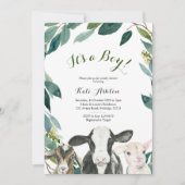 Animal de ferme verdure Boy Baby shower Invitation (Devant)