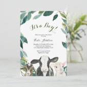 Animal de ferme verdure Boy Baby shower Invitation (Debout devant)
