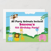 Animal de fête, Invitation d'anniversaire (Devant / Derrière)