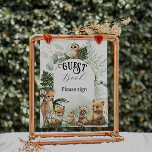 Animal de la forêt Verdure Livre d'or Baby Shower
