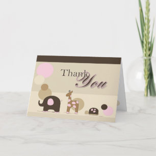 Animal farci en Carte de remerciements rose