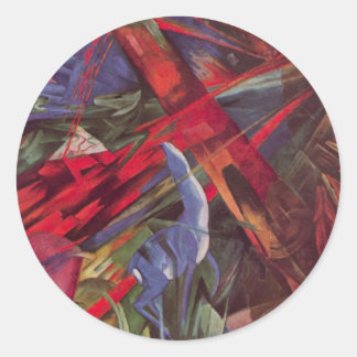 Animal Fates by Franz Marc, Vintage Cubism Art Ronde Sticker