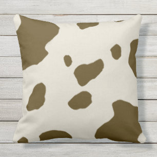 Animal Faux Fur Print Brown Cow Spots Buitenkussen
