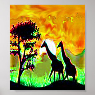 animal giraff paire africaine safari jungle poster
