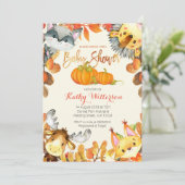 Animal Herfst Pumpkin Uitnodiging (Staand voorkant)