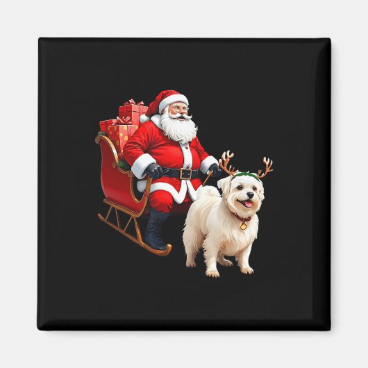 Animal Hondenliefhebber Santa Sleigh Maltese Rendi Magneet (Voorkant)