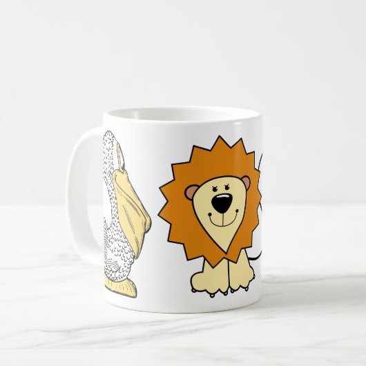 Animal Illustrations aangepaste naam kind mokken (Voorkant links)