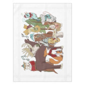 Animal KerstCaroler White Holiday Tablecloth Tafelkleed (Voorkant)
