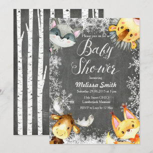 Animal Kerstland Baby Shower Invitations Kaart