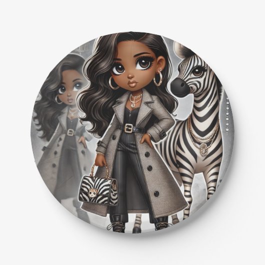Animal Kingdom Couture Zebra Papieren Bordje (Voorkant)