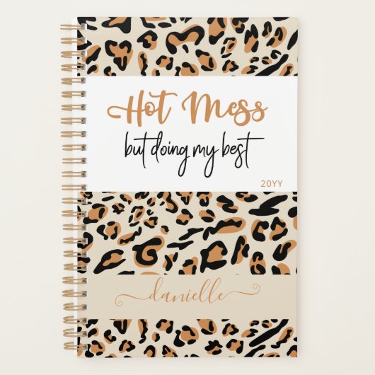 Animal Leopard Print Hot Mess doet mijn best Planner (Voorkant)