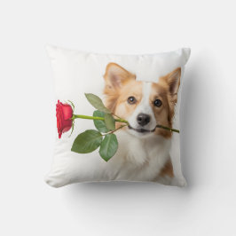 animal love theme with red rose kussen