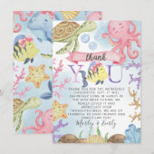 Animal marin sous la mer Note de Carte de remercie (Devant / Derrière)