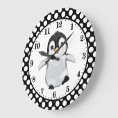 animal mignon amoureux de pingouin Grosse horloge (Angle)
