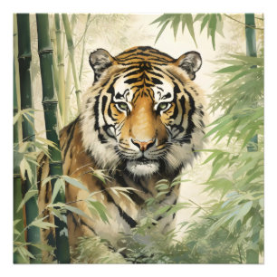 Animal Natuur Tiger Bamboo Foto Afdruk