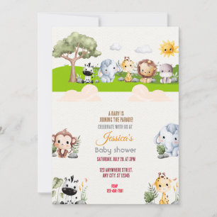 Animal Parade Baby shower Kaart