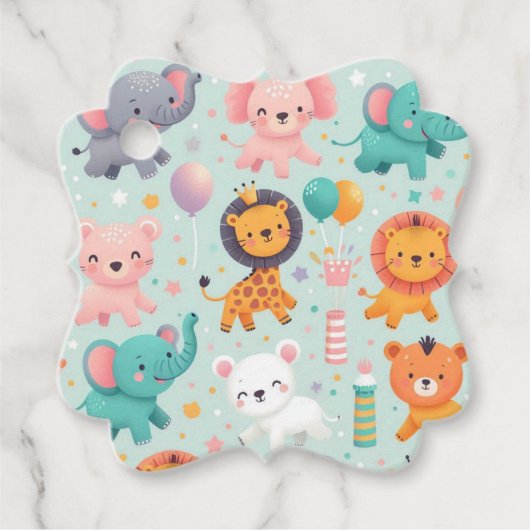 Animal Parade Favorieten Tags Bedankjes Labels (Voorkant)