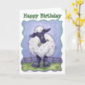 Animal Parade Sheep Art Bonne carte d'anniversaire (Fleur jaune)
