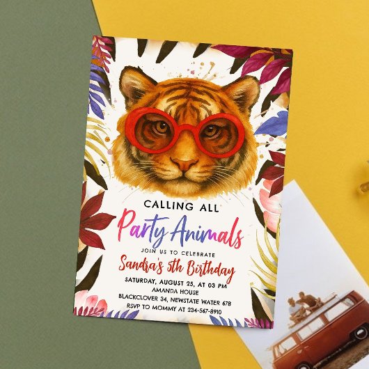 Animal Party - Tiger Birthday Party Invitation