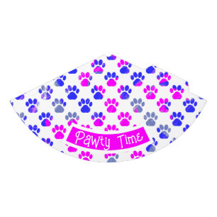 Animal Paw Silhouet Blauw Roze Pawty Papier Roze Feesthoedjes