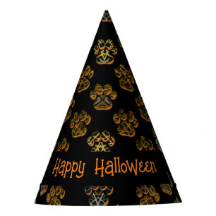 Animal Paw Silhouet Happy Halloween Zwart Feesthoedjes