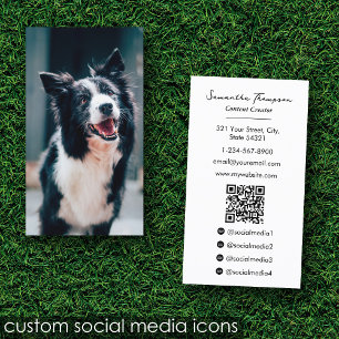Animal Pet Influencer Volledige Foto QR Code Wit Visitekaartje