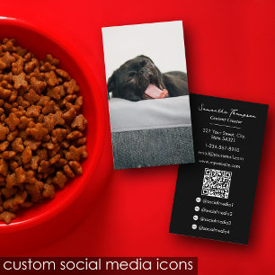 Animal Pet Influencer Volledige Foto QR Code Zwart Visitekaartje