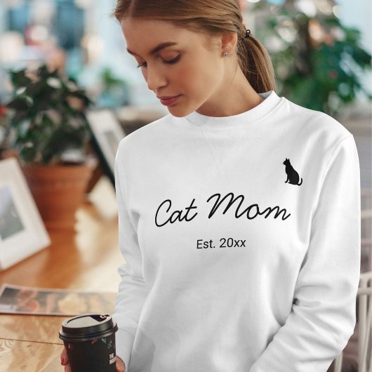 Animal Pet Lover Black Script Personalized Cat Mom Trui