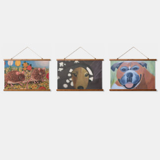 Animal portraits Wood Topped Wall Tapestry Hangend Wandkleed
