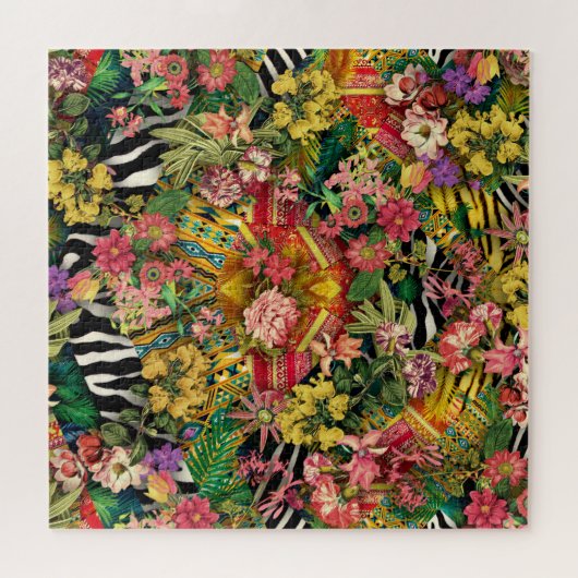 Animal Print and Tropical Floral Abstract Pattern Legpuzzel (Horizontaal)