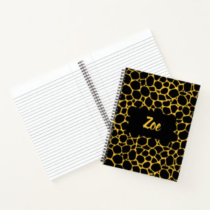 Animal Print Black en Mustard Pattered Notitieboek