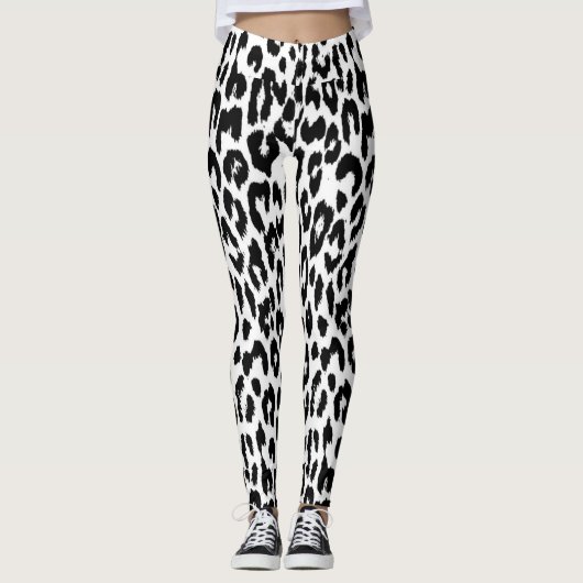 Animal print blanco y negro leggings (Voorkant)