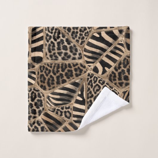 Animal Print - Leopard and Zebra - pastel gold Bad Handdoek (Wasdoekje)