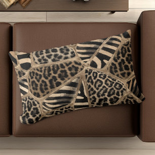 Animal Print - Leopard and Zebra - pastel gold Kussen
