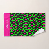 Animal print leopard neon green & custom name (Serviette à main)