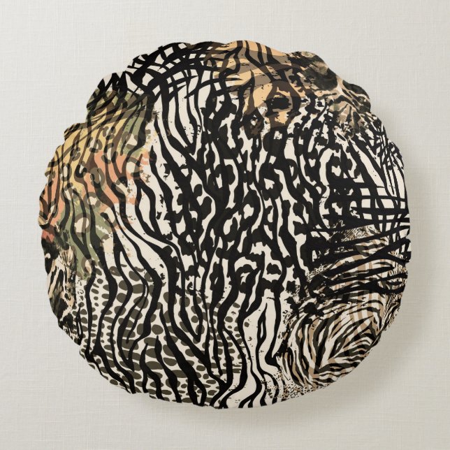 Animal print modern Luxury pillow Rond Kussen (Voorkant)