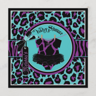 Animal Print Rock Star Tutu Baby shower Kaart