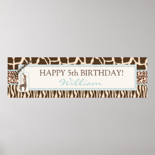 Animal Print Safari en Giraffe Birthday Banner
