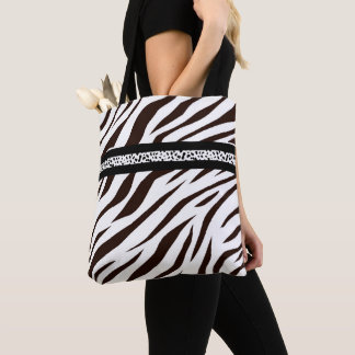 Animal print zebra black and white bag market draagtas