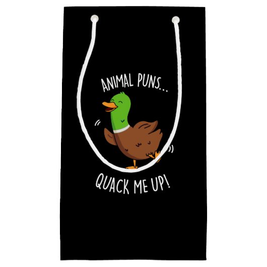Animal Puns Quack me op Funny Duck Pun Dark BG Klein Cadeauzakje (Voorkant)