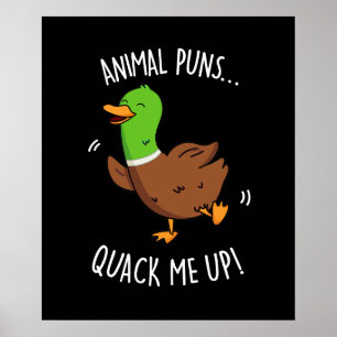 Animal Puns Quack me op Funny Duck Pun Dark BG Poster