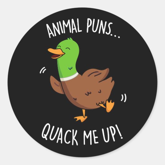 Animal Puns Quack me op Funny Duck Pun Dark BG Ronde Sticker (Voorkant)