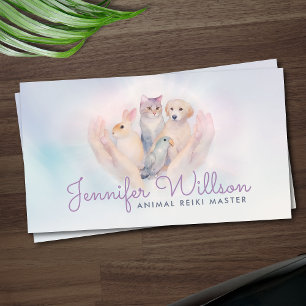Animal Reiki Healing Waterverf Kunst Visitekaartje