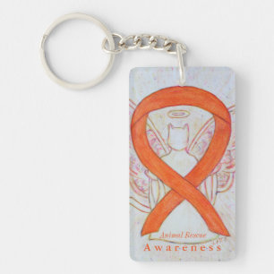 Animal Rescue Cat Angel Awareness Ribbon Sleutelha Sleutelhanger