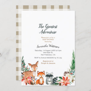 Animal Rustic Adventure Baby shower Uitnodiging