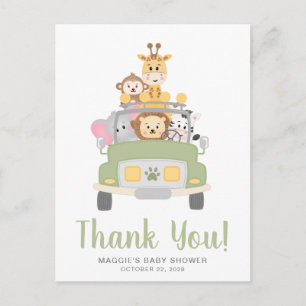 Animal Safari Baby shower Dank u Briefkaart